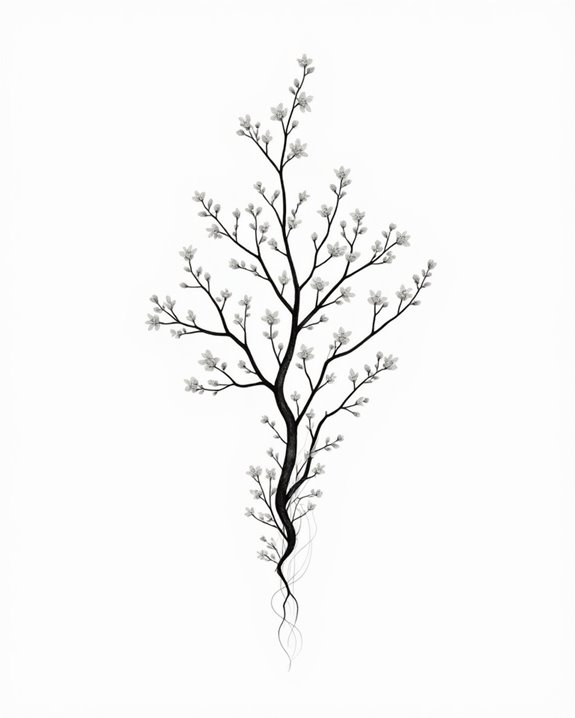 minimalist floral tree tattoos