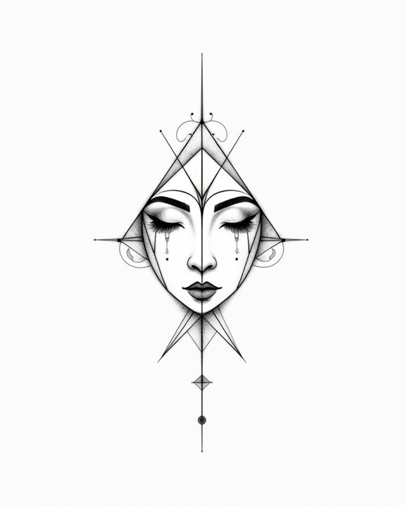 minimalist geometric face tattoos