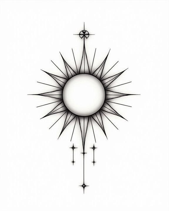 minimalist geometric sun tattoo