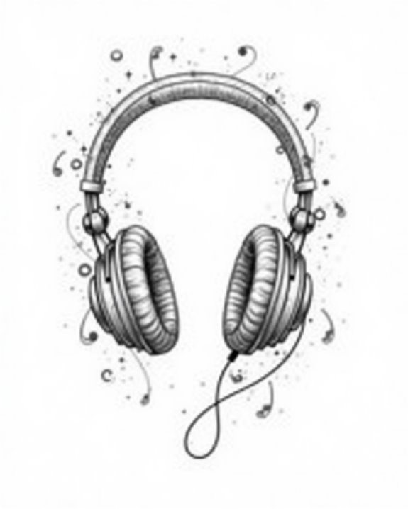 minimalist headphone tattoo design