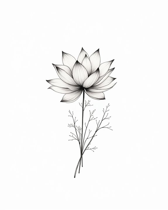 minimalist lotus blossom tattoo