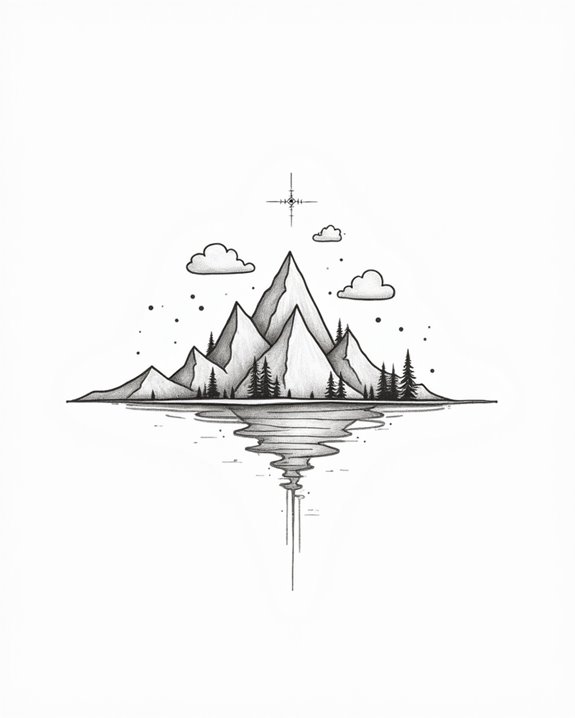 minimalist mountain arm tattoos