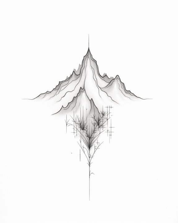 minimalist mountain range tattoos