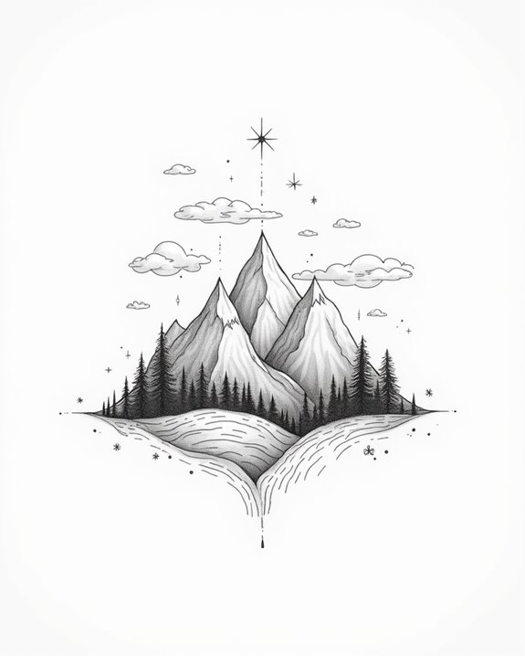 minimalist mountain tattoo design