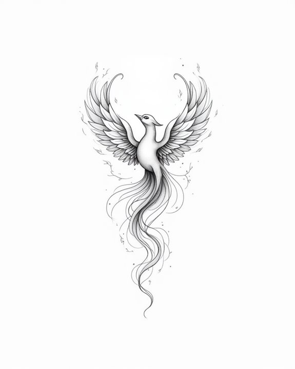 minimalist phoenix tattoo design