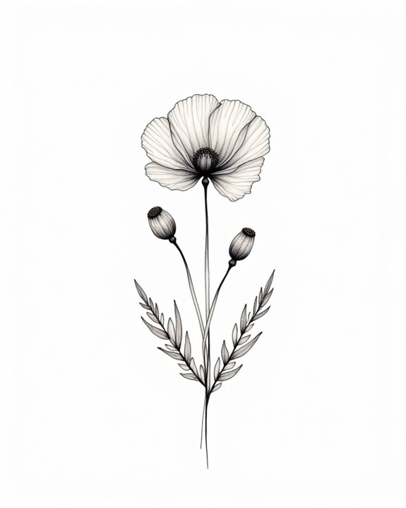 minimalist poppy tattoo design