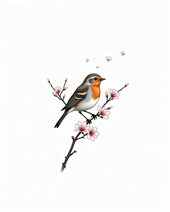 minimalist robin tattoo design