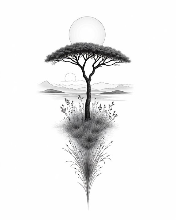minimalist serengeti sunset tattoo