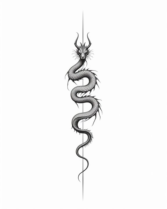 minimalist snake dragon tattoo