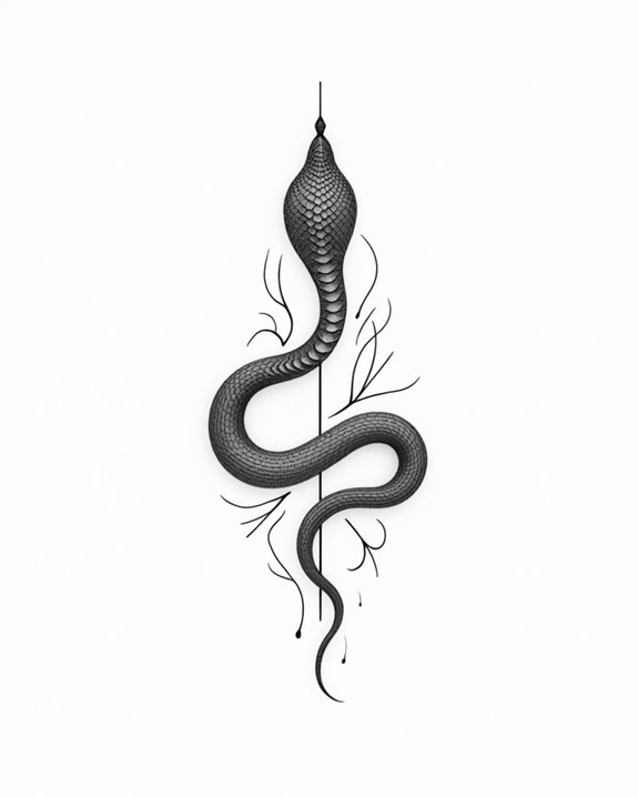 minimalist snake letter tattoo