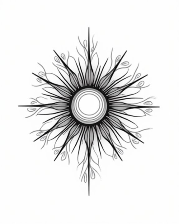 minimalist sunburst tattoo design