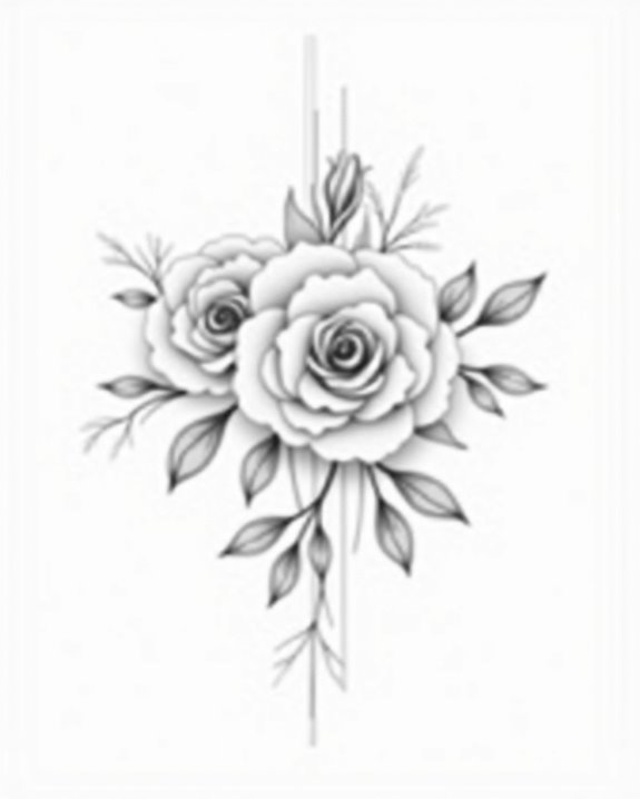 minimalist sunflower collarbone tattoo