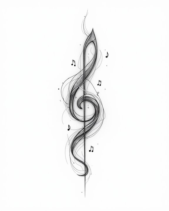 musical notes flowing tattoos