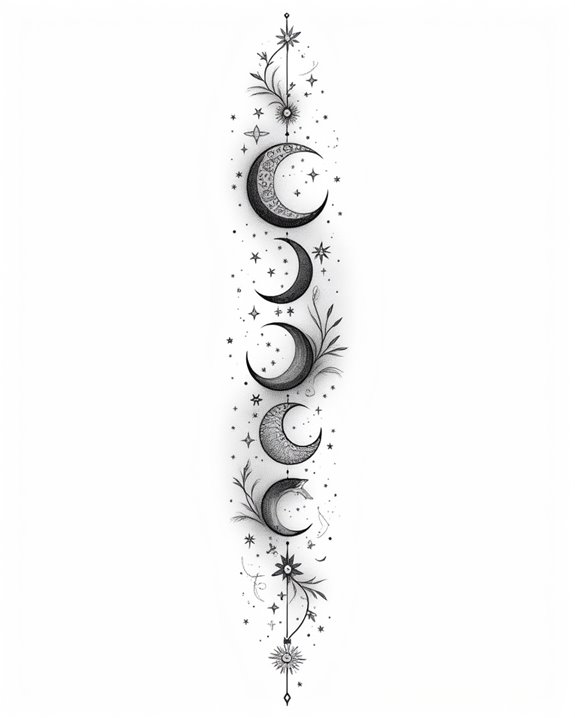 mystical moon phases tattoo