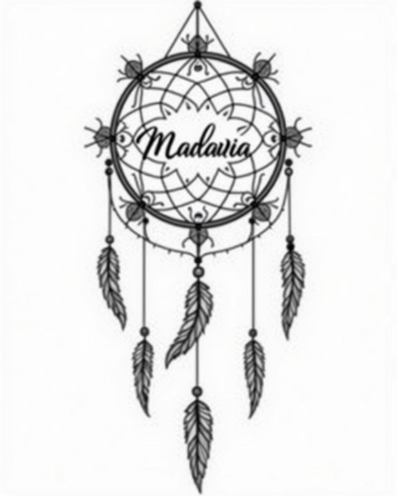 personalized fine line dreamcatcher