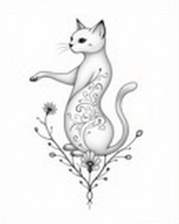 playful cat tattoo design