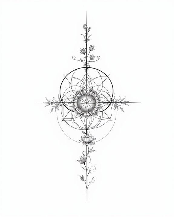 sacred geometric floral tattoo
