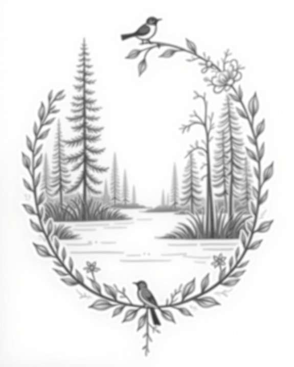 serene lake reflection tattoo