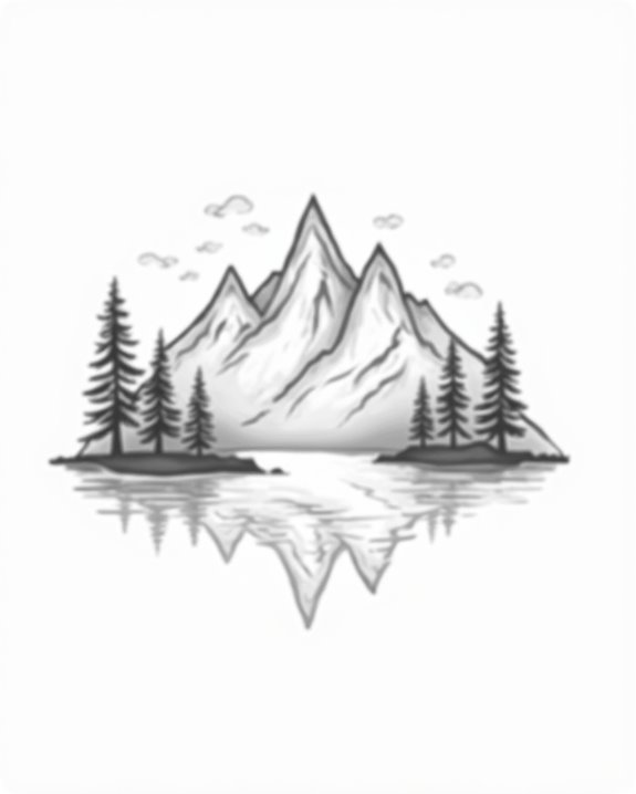 serene mountain lake tattoo