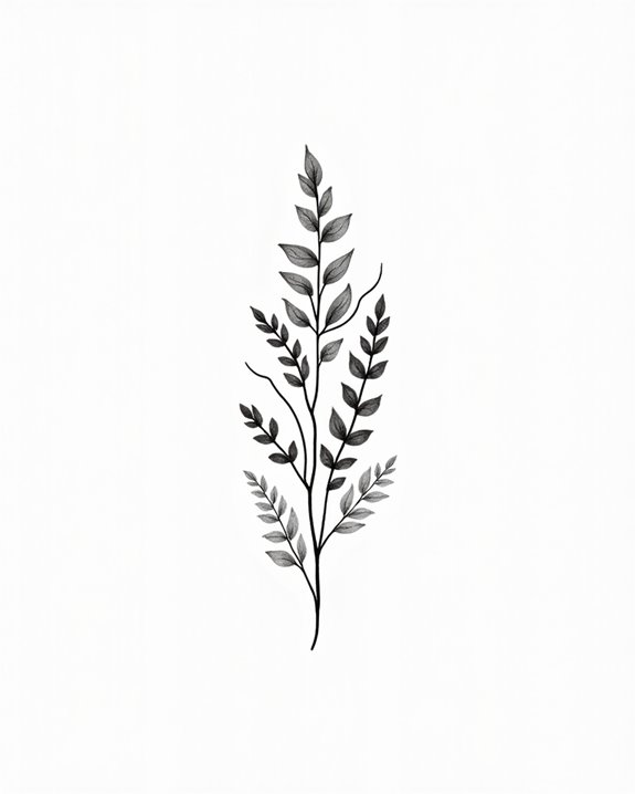 sleek botanical silhouette tattoos