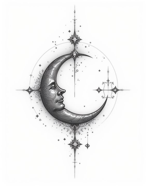 sparkling cosmic moon design