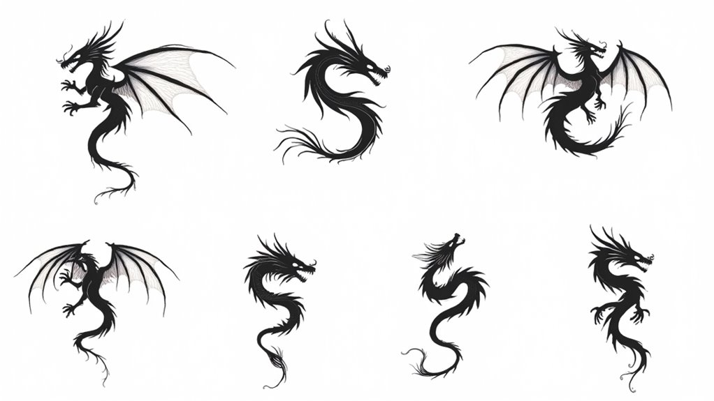 stylish fine line dragons