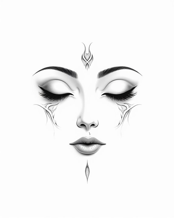 subtle ocean inspired face tattoos