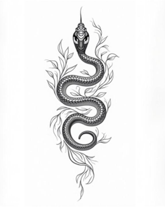 swirling playful snake tattoo