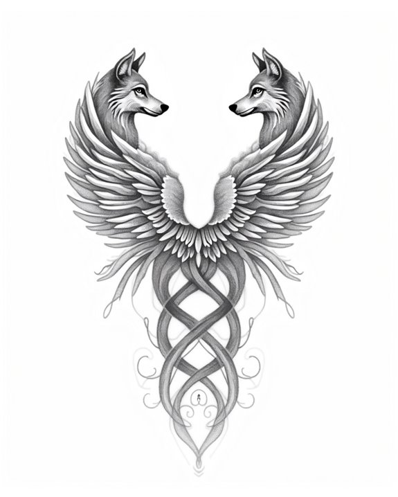 symmetrical animal silhouette tattoos