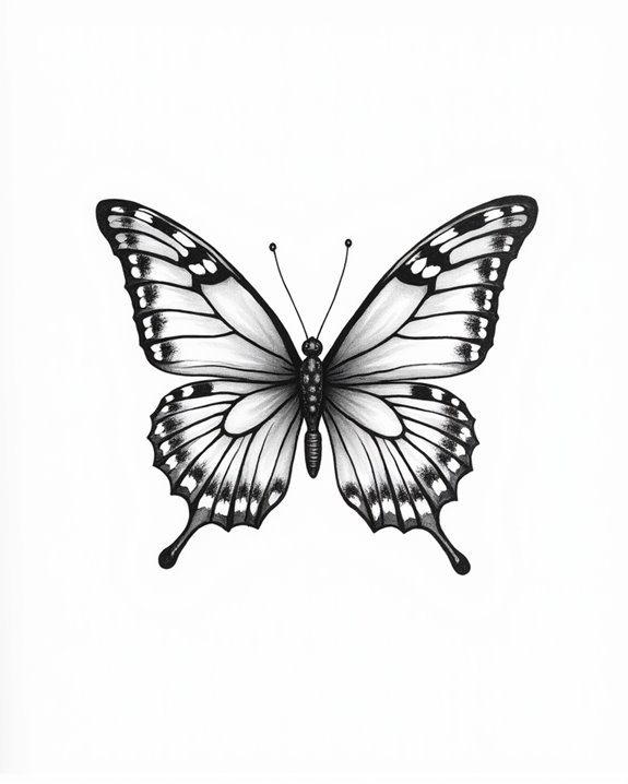 symmetrical butterfly tattoo design