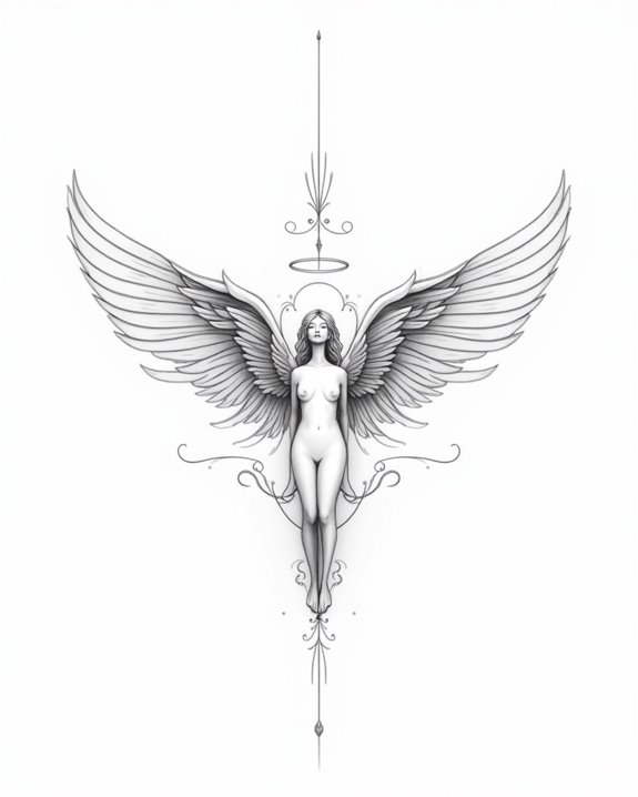 tiny angel flourishing sword