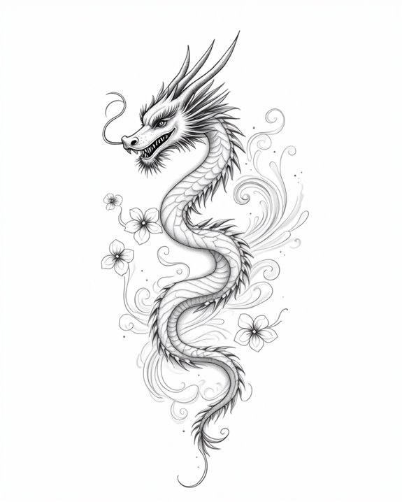 tiny dragon wave tattoo