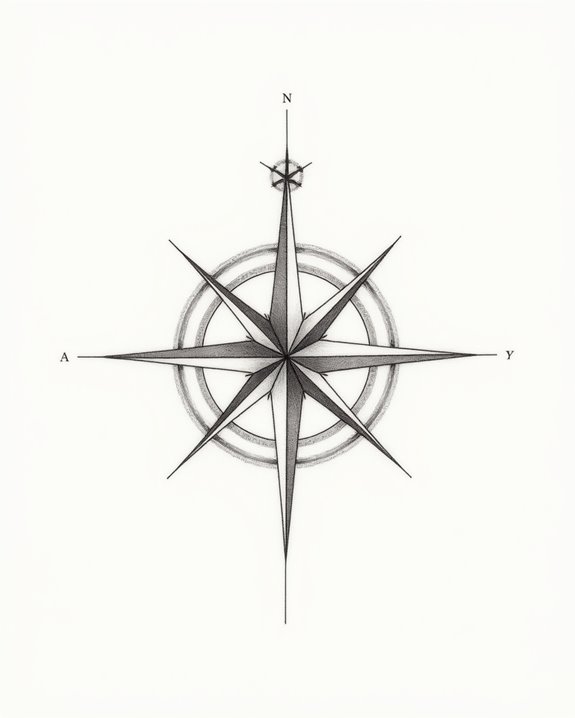 tiny geometric compass tattoo