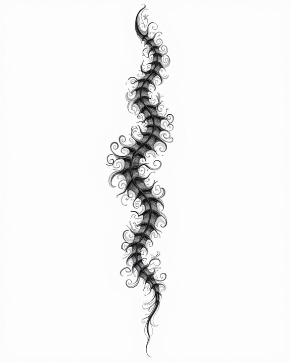 tribal spine line tattoo