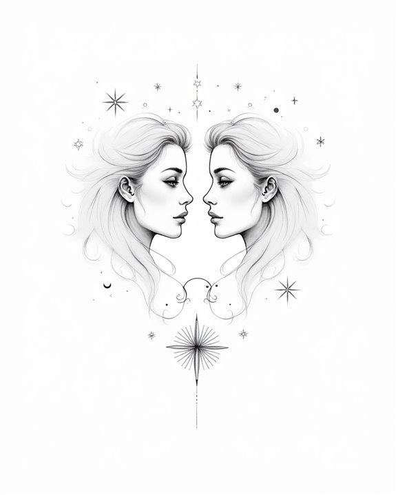 twin faces minimalist tattoo