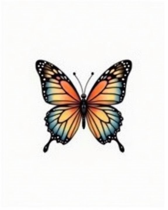 vibrant fine line butterflies