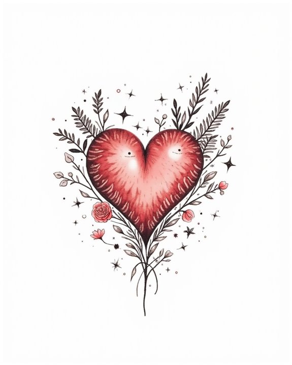 vibrant watercolor heart tattoo