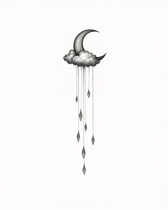 whimsical cloud with raindrops