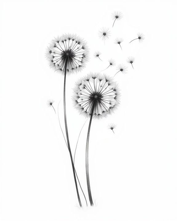 whimsical dandelion line art