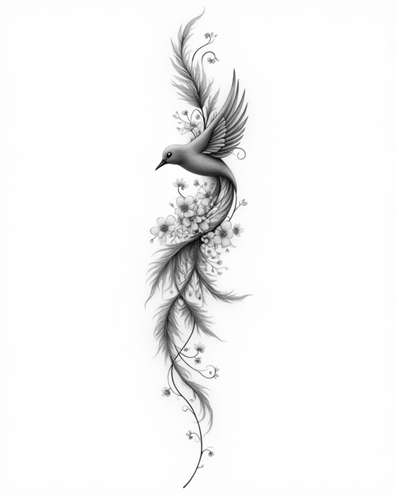 whimsical feather and bird