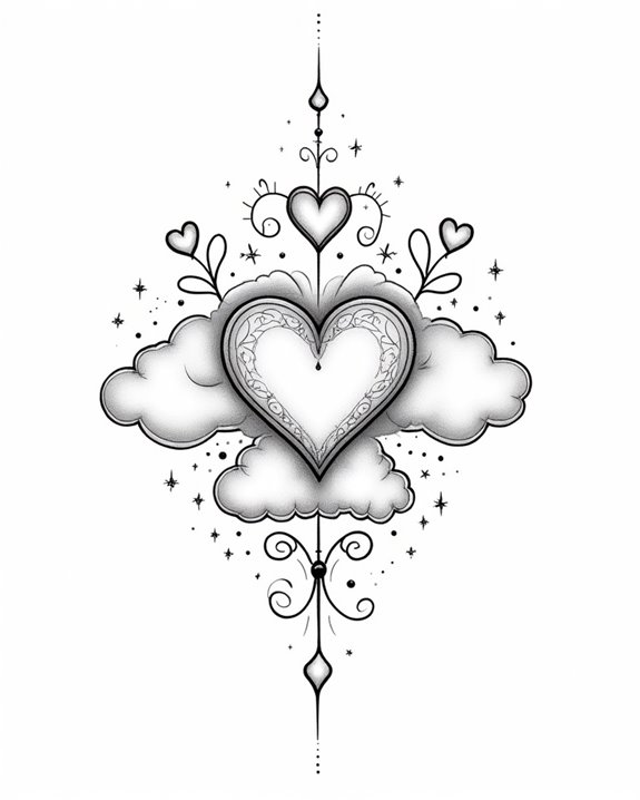 whimsical heart and clouds