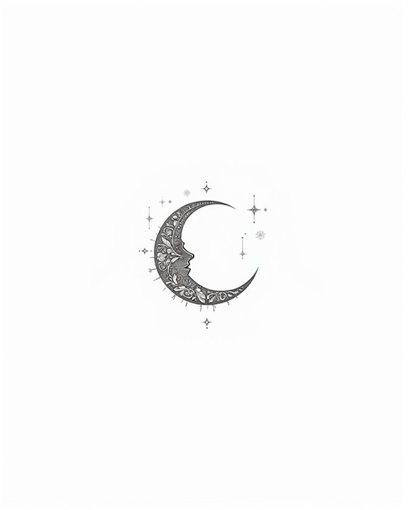 whimsical lunar silhouette tattoo