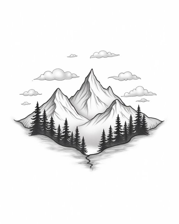 whimsical mountain tattoo designs