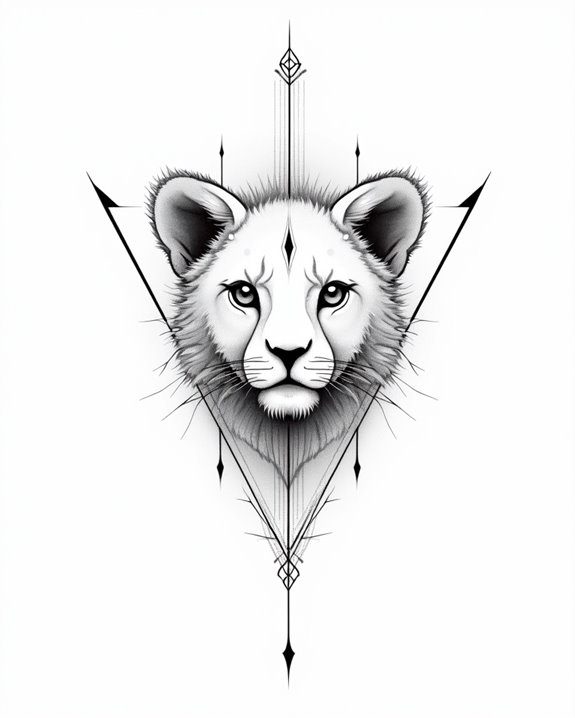 abstract lion cub tattoo