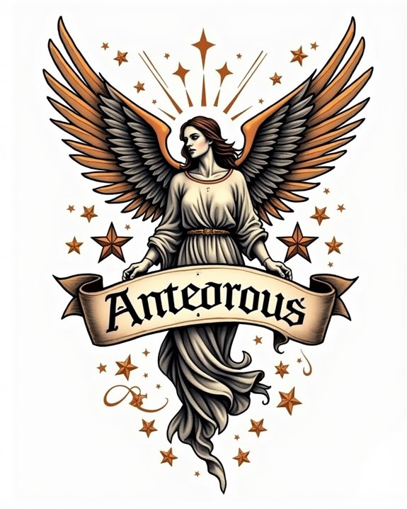 angel banner script tattoo