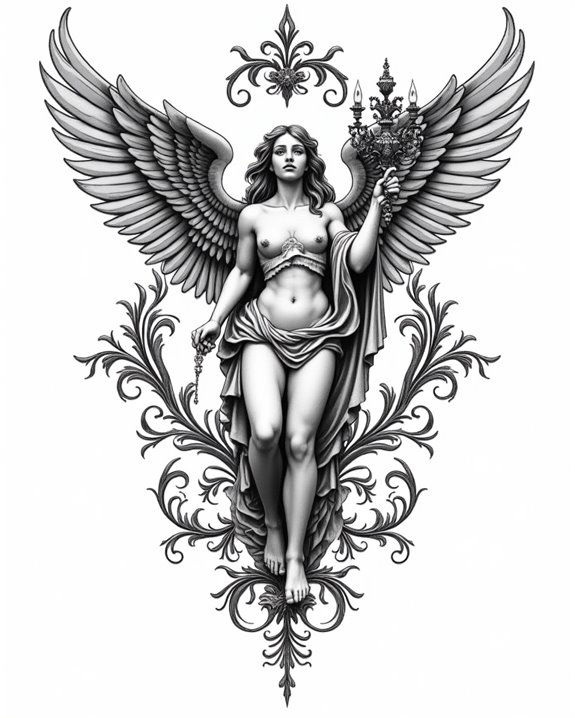 angel with candles and rosary
