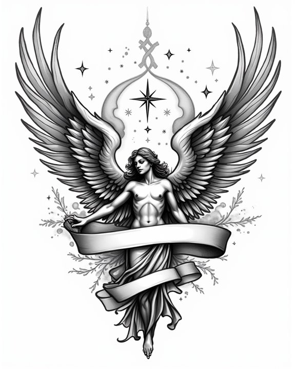 angel with wind motif