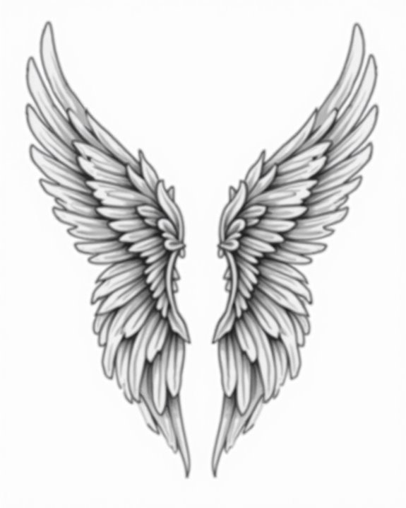artistic monochrome wing sketches