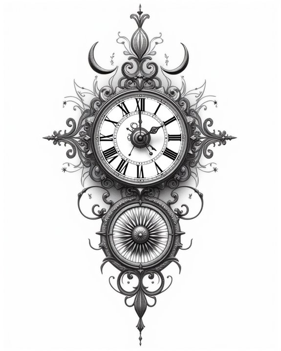 astrological clock tattoo design
