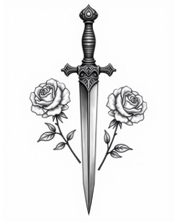 black grey rose dagger